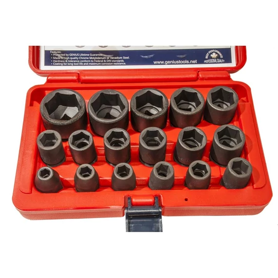 Genius légkulcs készlet 8-32 mm 17 db-os 1/2"-os