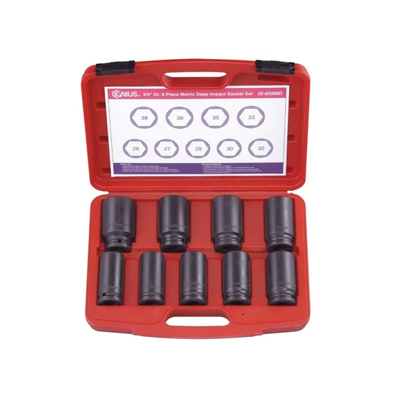 Genius légkulcsfej készlet 26-38 mm 9 db-os 3/4"-os