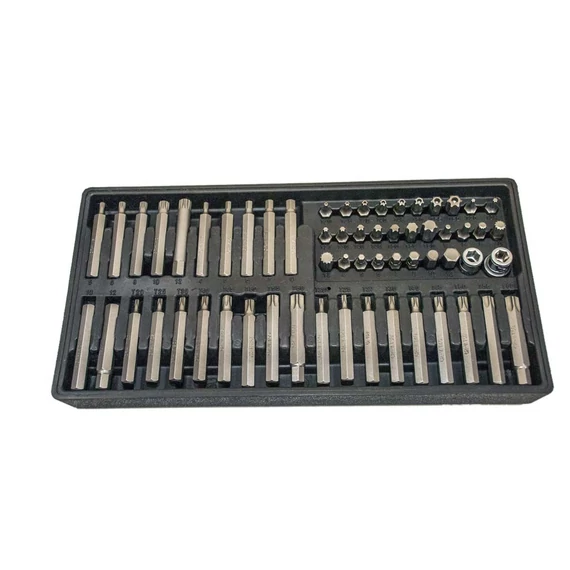 Torx, furatos torx, imbusz és XZN bit készlet 60 db-os 3/8" és 1/2"