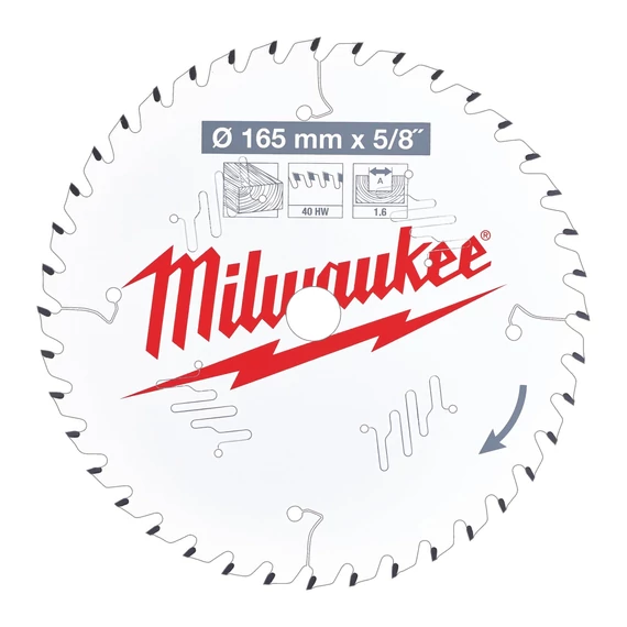 Milwaukee fűrésztárcsa fához 165 x 15,87 x 1,6 mm / 40T