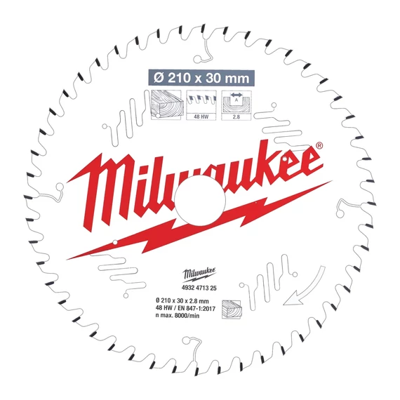 Milwaukee fűrésztárcsa fához 210 x 30 x 2,8 mm / 48T