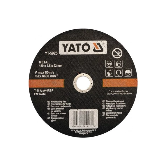 Yato vágókorong fémre 180 x 1,5 x 22 mm