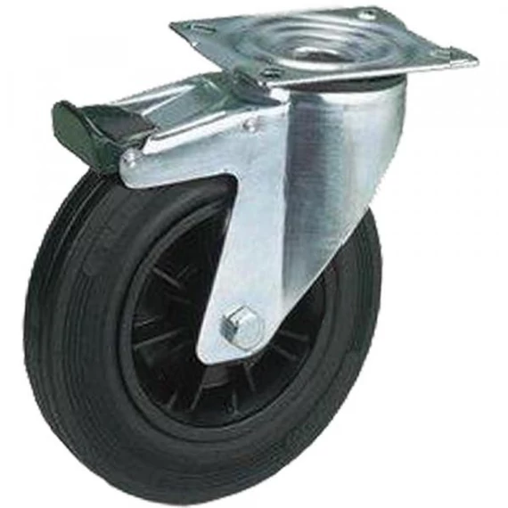 Kerék önbeálló talpas műanyag felnis fékezhető 160 mm