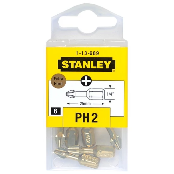 Stanley bit behajtó pozidriv PH2 x 25 mm 1/4" 6 db