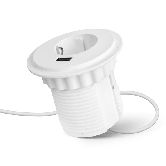 Delight rejtett - beépíthető konnektor + USB - fehér