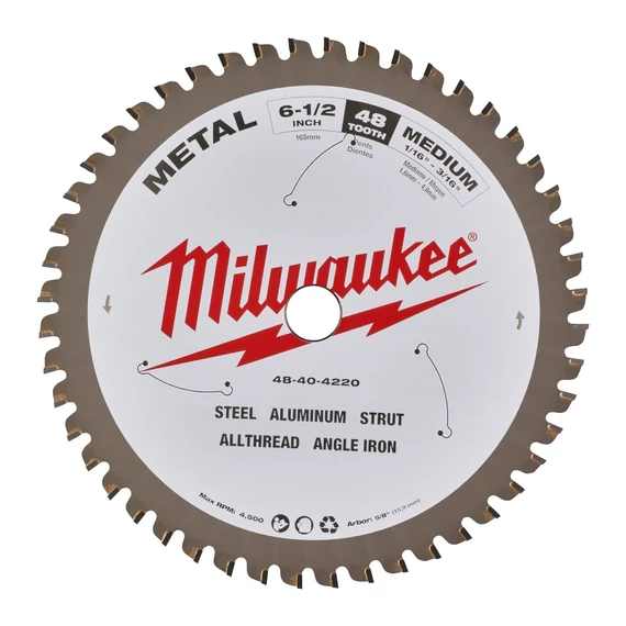 Milwaukee fűrésztárcsa 165 x 15,87 x 1,6 mm 48T fémhez