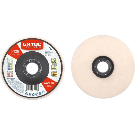 Extol polírozó korong 125 x 15 mm gyapjú