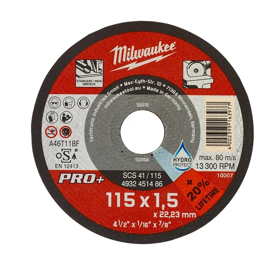 Milwaukee vágókorong fémre 115 x 1,5 x 22,2 mm inox egyenes PRO+