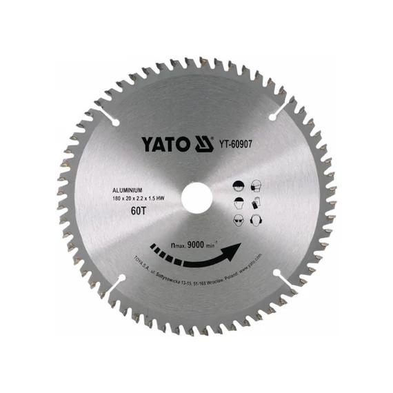 Yato körfűrészlap alumíniumhoz 180 x 20 x 1,5 mm 60 T
