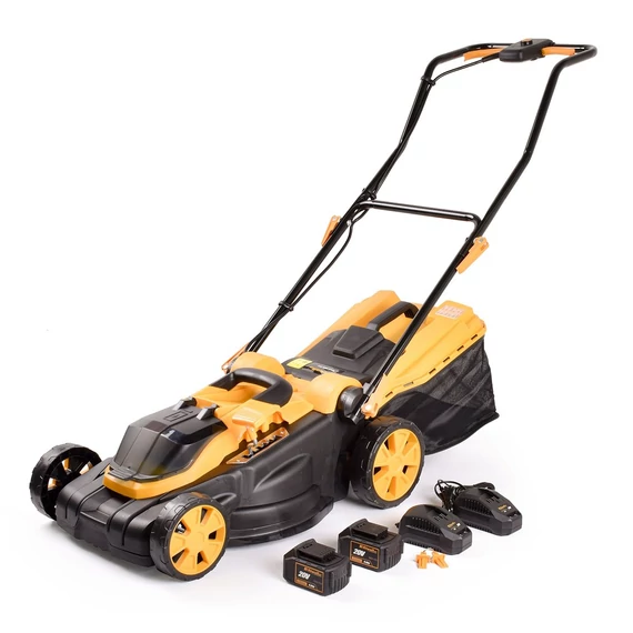 Riwall RALM 3820 SET akkumulátoros fűnyíró 2 db 20 V 4Ah-s akkumulátorral