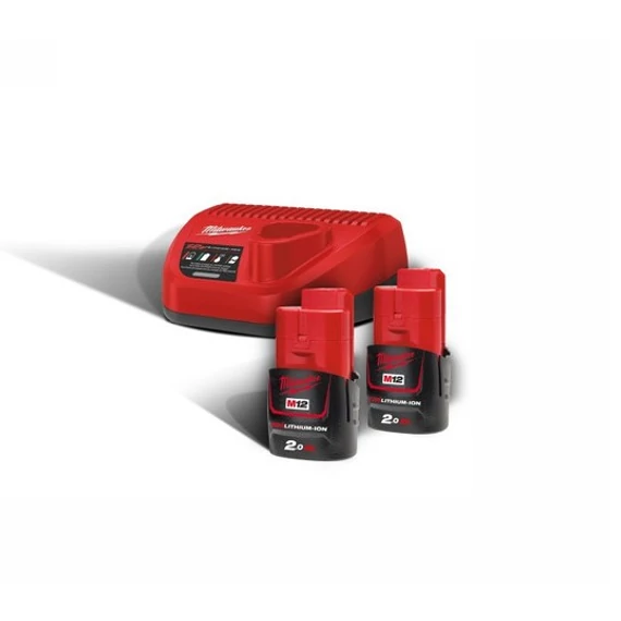 Milwaukee akkumulátor és töltő szett 2 x 2.0 Ah 12 V